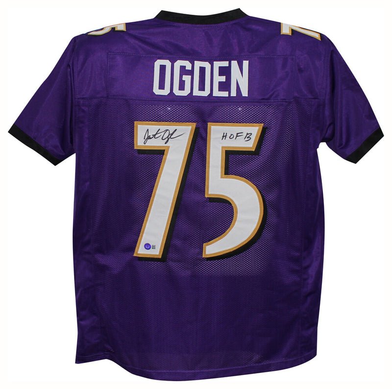 Jonathan Ogden Signed Baltimore Ravens Purple Custom Football Jersey HOF