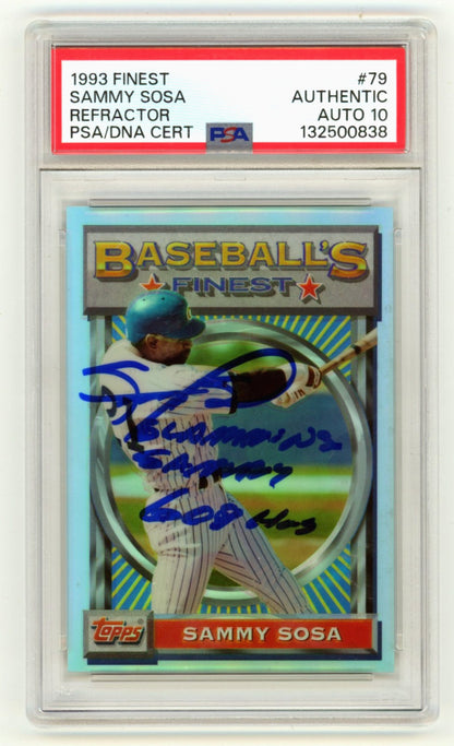 Sammy Sosa Signed 1993 Topps Finest Refractor Card - PSA 10 Auto