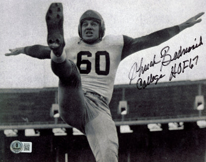 Chuck Bednarik Autographed Penn Quakers 8x10 Photo HOF Inscription