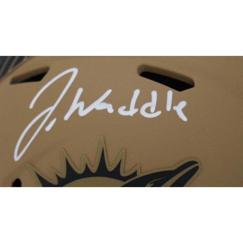 Jaylen Waddle Autographed Miami Dolphins Salute to Service Mini Helmet
