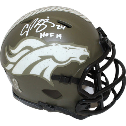 Champ Bailey Signed Denver Broncos Salute to Service Mini Helmet HOF
