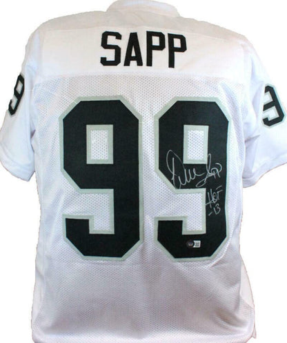 Warren Sapp Signed White Custom Jersey (HOF 13 Inscription)