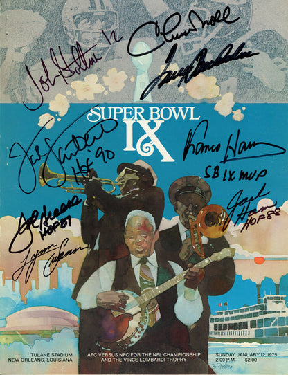 Terry Bradshaw & Steelers Legends Signed Super Bowl IX Program (8 Sigs) JSA
