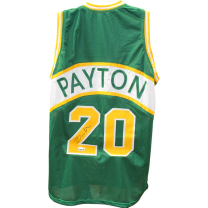 Gary Payton Autographed Pro Style Green Custom Jersey