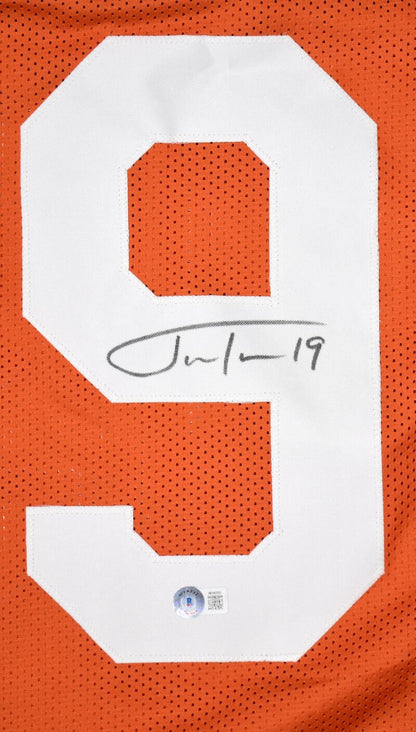 Justin Tucker Signed Orange Custom College Style Jersey