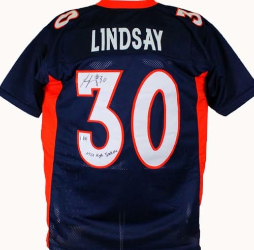 Phillip Lindsay Autographed Denver Broncos Style Custom Blue Jersey