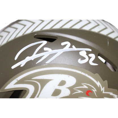 Ray Lewis Signed Baltimore Ravens Salute to Service Mini Helmet (BAS)