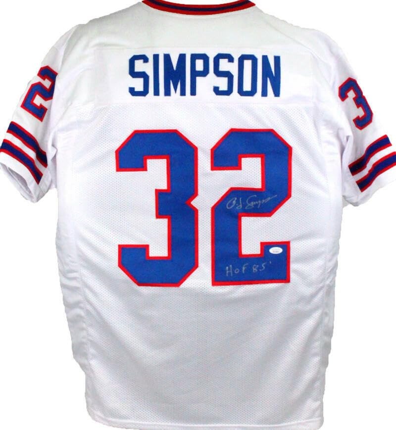 OJ Simpson Signed Buffalo Bills White Custom Jersey (HOF Inscription)