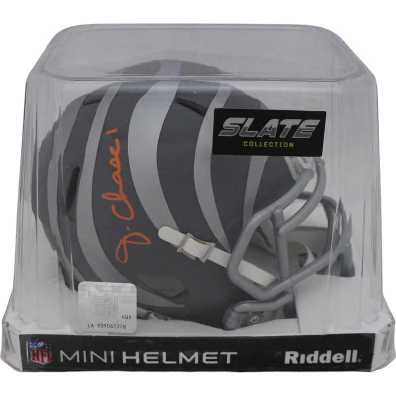 Ja'Marr Chase Cincinnati Bengals Slate Speed Mini Helmet Autographed