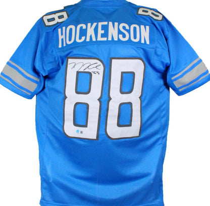 TJ Hockenson Autographed Detroit Lions Style Custom Blue Jersey