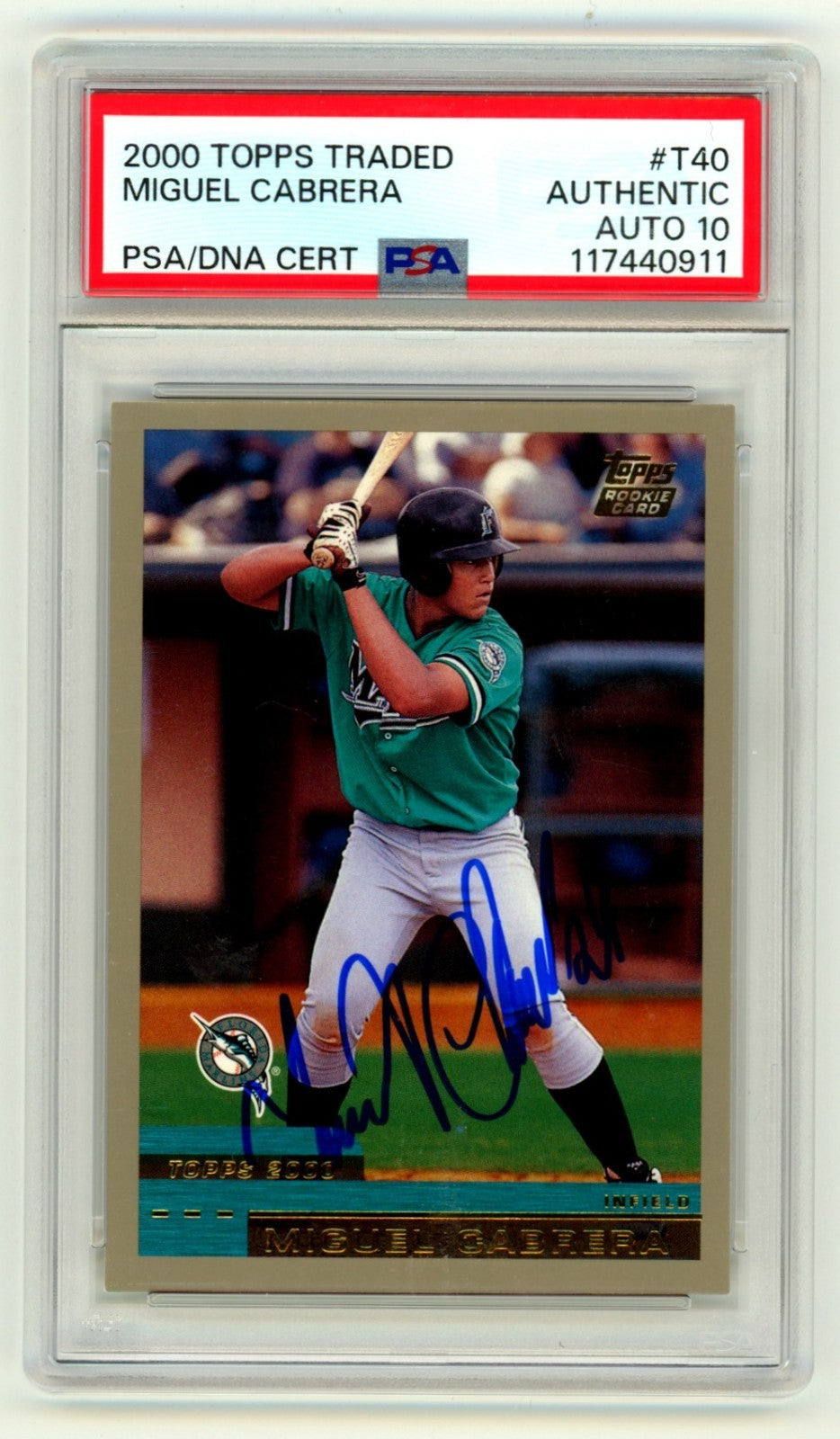 Miguel Cabrera Signed 2000 Topps Traded T40 Rookie Card PSA 10 Auto