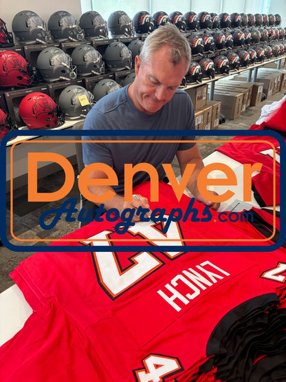 John Lynch Autographed Pro Style Red Football Jersey (BAS COA)