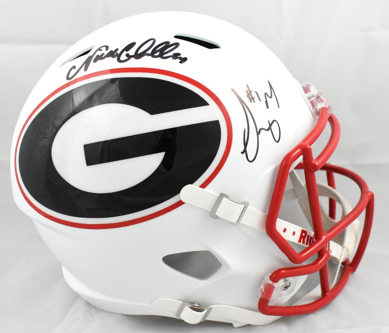 Nick Chubb & Sony Michel Signed Georgia Bulldogs Full Size Amp Helmet
