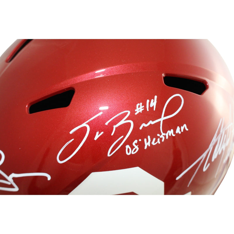 Sam Bradford, Adrian Peterson & Brian Bosworth Signed Oklahoma Sooners FS Helmet