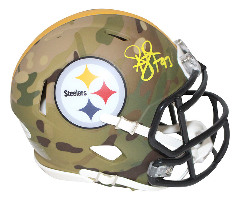 Troy Polamalu Signed Pittsburgh Steelers Camo Mini Helmet