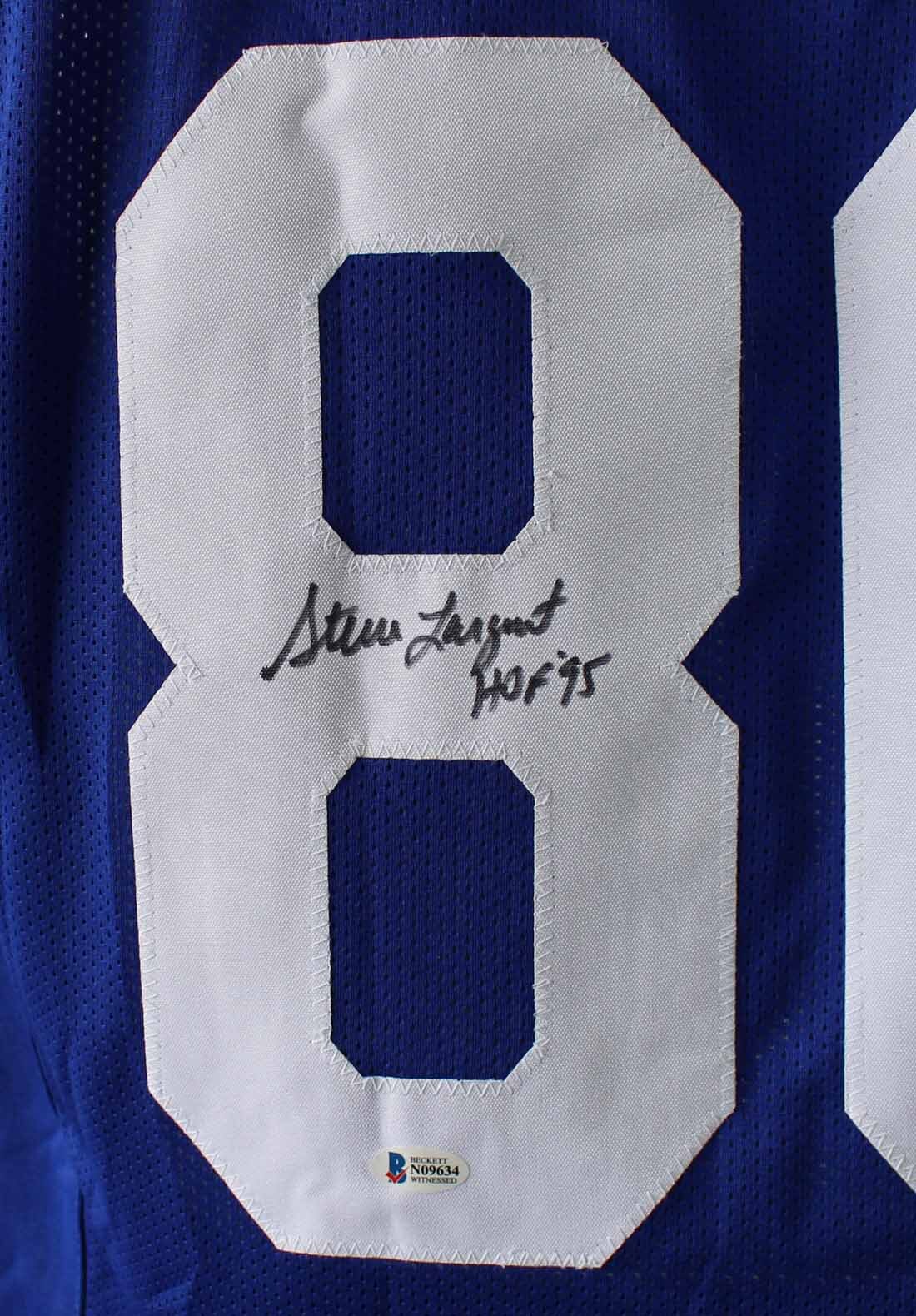 Steve Largent Autographed HOF Inscribed Blue Pro Style Jersey (Beckett)