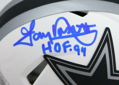 Tony Dorsett Signed Dallas Cowboys Lunar Speed Mini Helmet (HOF Inscription)