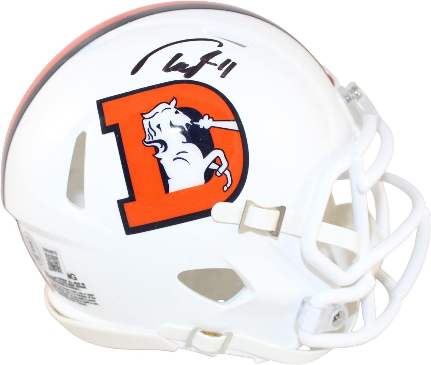 Troy Franklin Signed Denver Broncos Alternate Mini Helmet