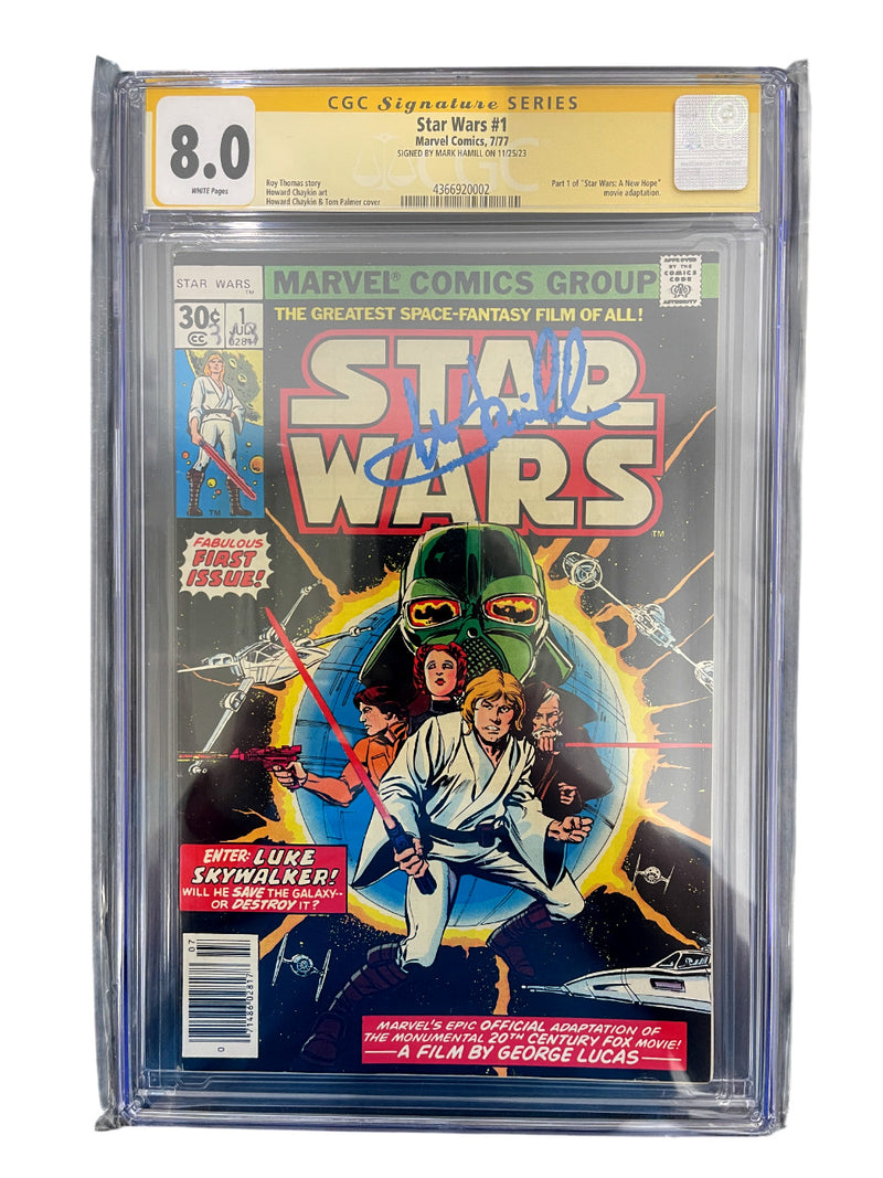 Mark Hamill Signed Star Wars #1 (1977) Newsstand Comic CGC 8.0