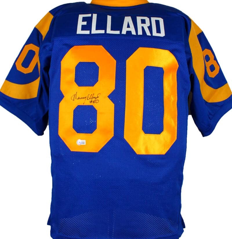 Henry Ellard Autographed Blue Custom Football Jersey