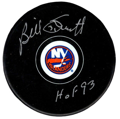 Billy Smith Signed New York Islanders Puck (HOF 93) Beckett Witness BAS