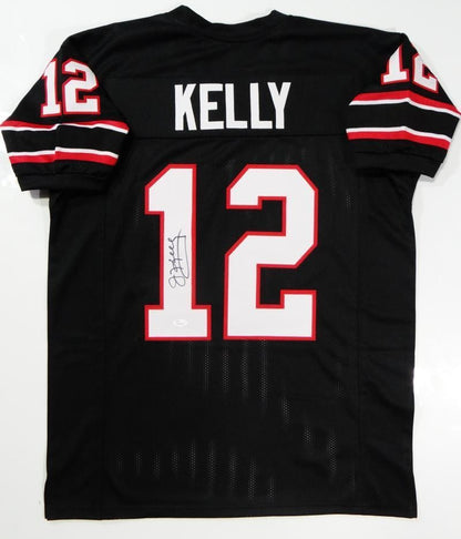 Jim Kelly Autographed Custom Black Football Jersey