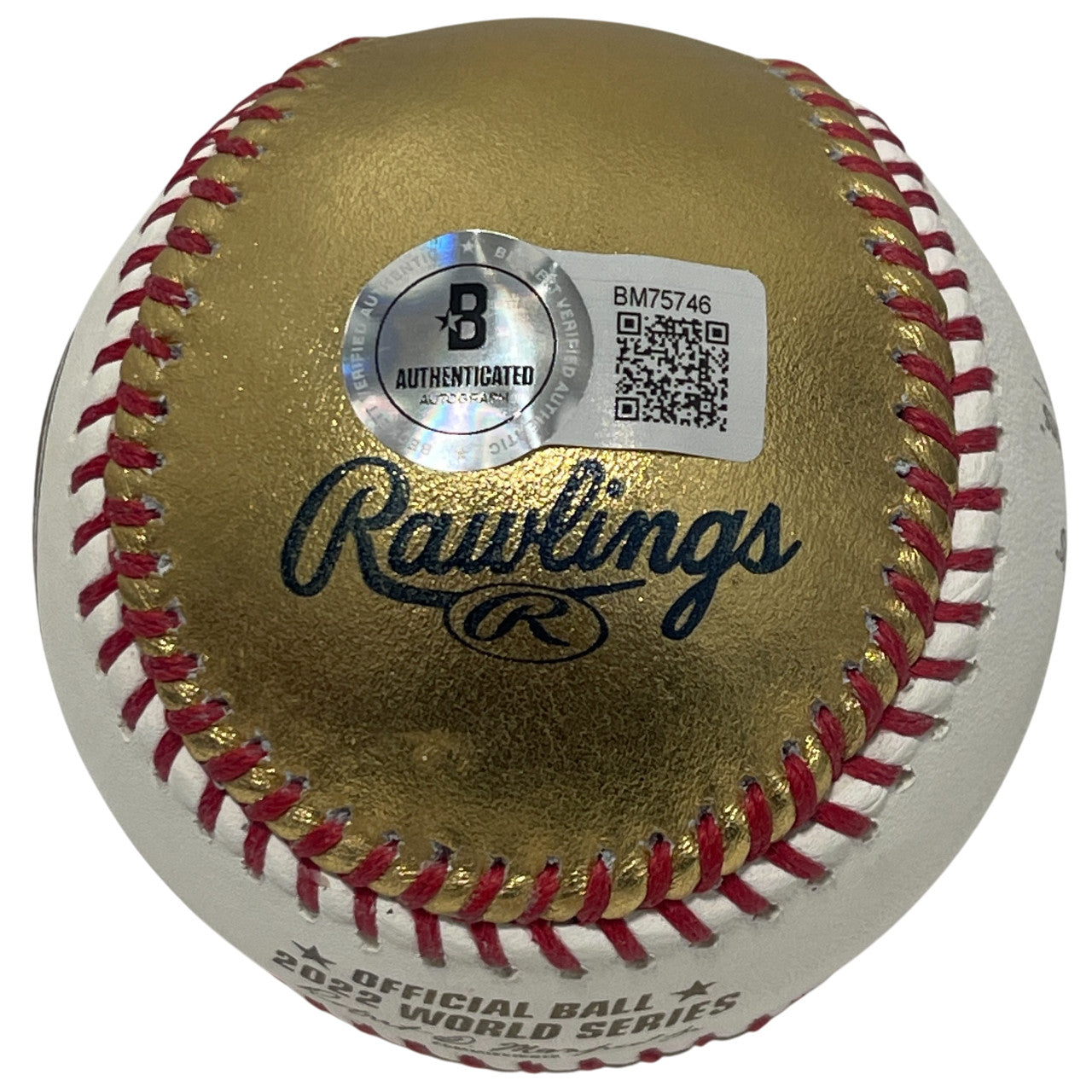 Trey Mancini Signed 2022 World Series Gold LE Baseball (Beckett BAS COA)