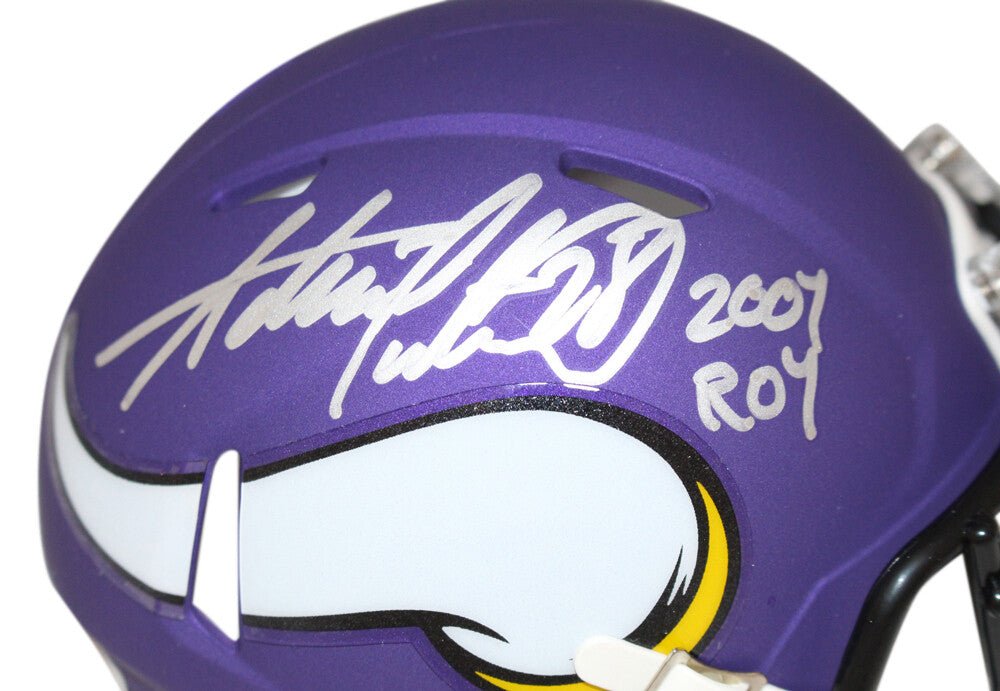 Adrian Peterson Minnesota Vikings Signed Mini Helmet "2007 ROY" Beckett