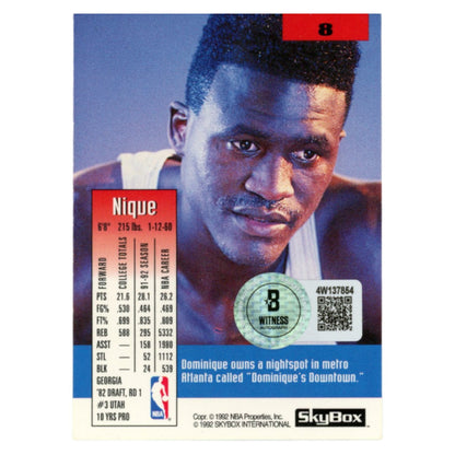 Dominique Wilkins Autographed Atlanta Hawks 1992 SkyBox #8 Trading Card BAS