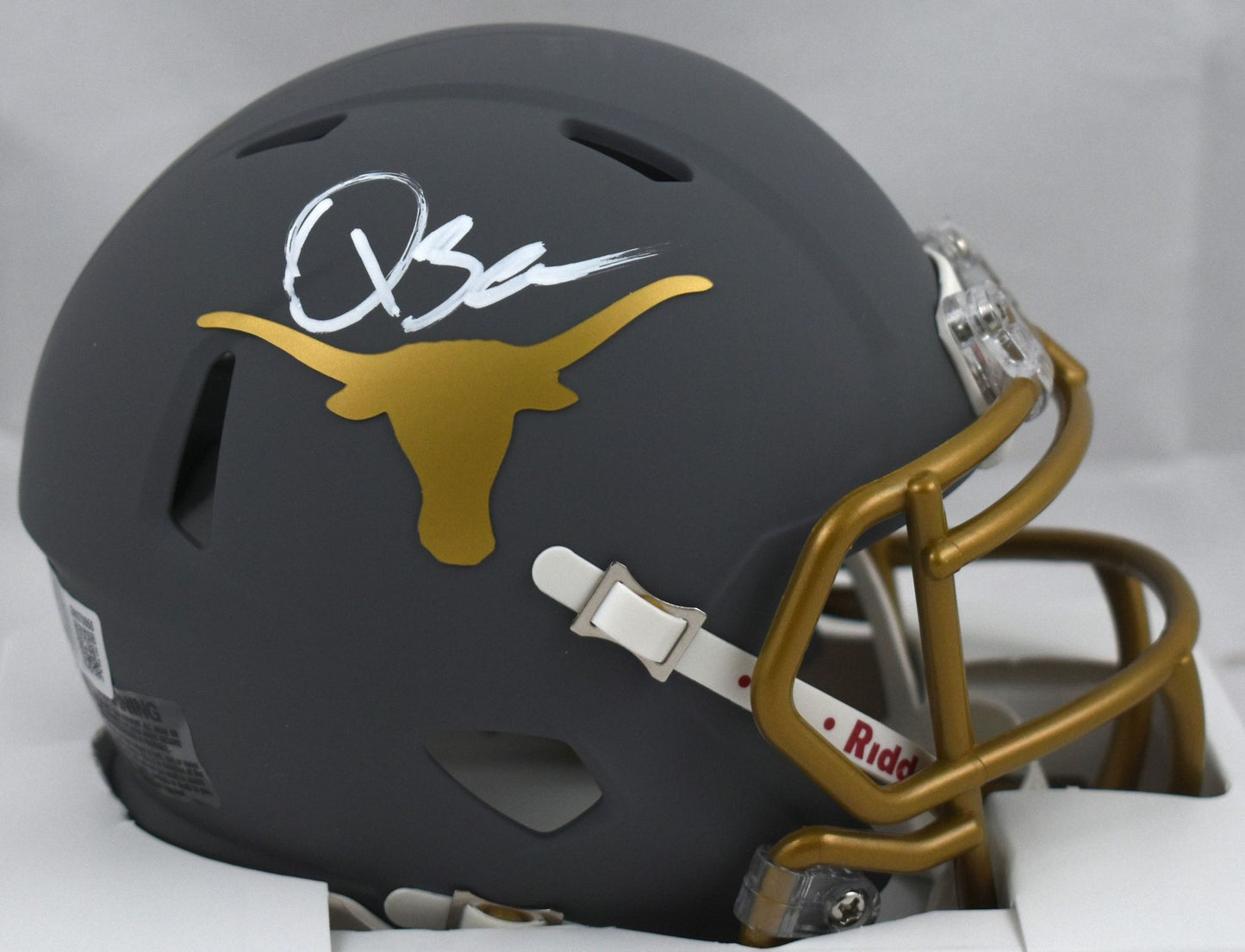 Quinn Ewers Signed Texas Longhorns Slate Speed Mini Helmet