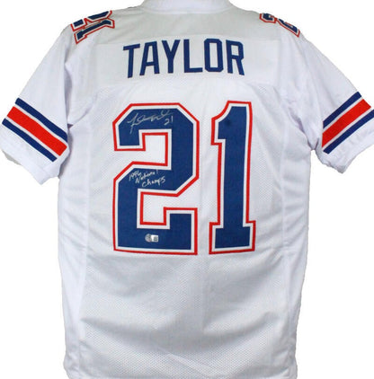 Fred Taylor Signed White Custom Jersey "96 Natl Champs" Inscription