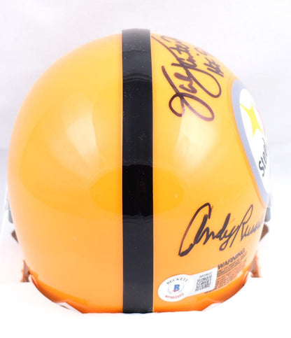 Jack Ham, Jack Lambert & Andy Russell Signed Steelers Mini Helmet