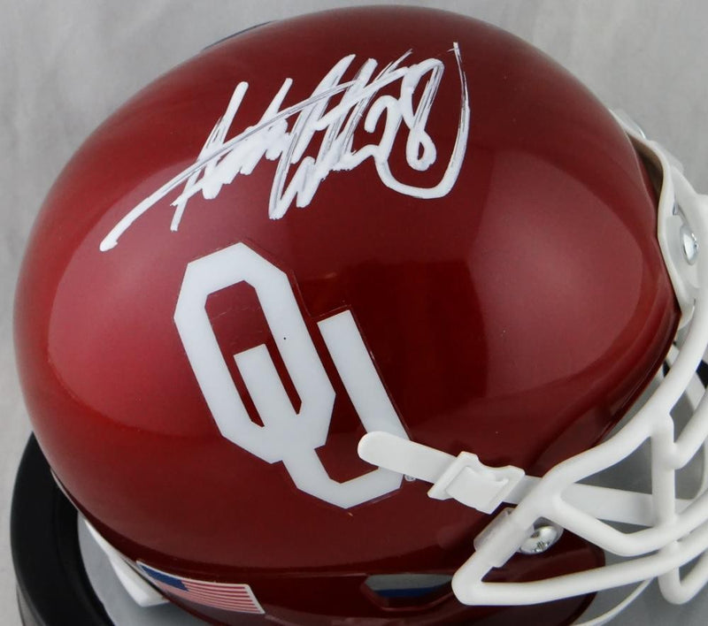 Adrian Peterson Signed Oklahoma Sooners White Mini Helmet