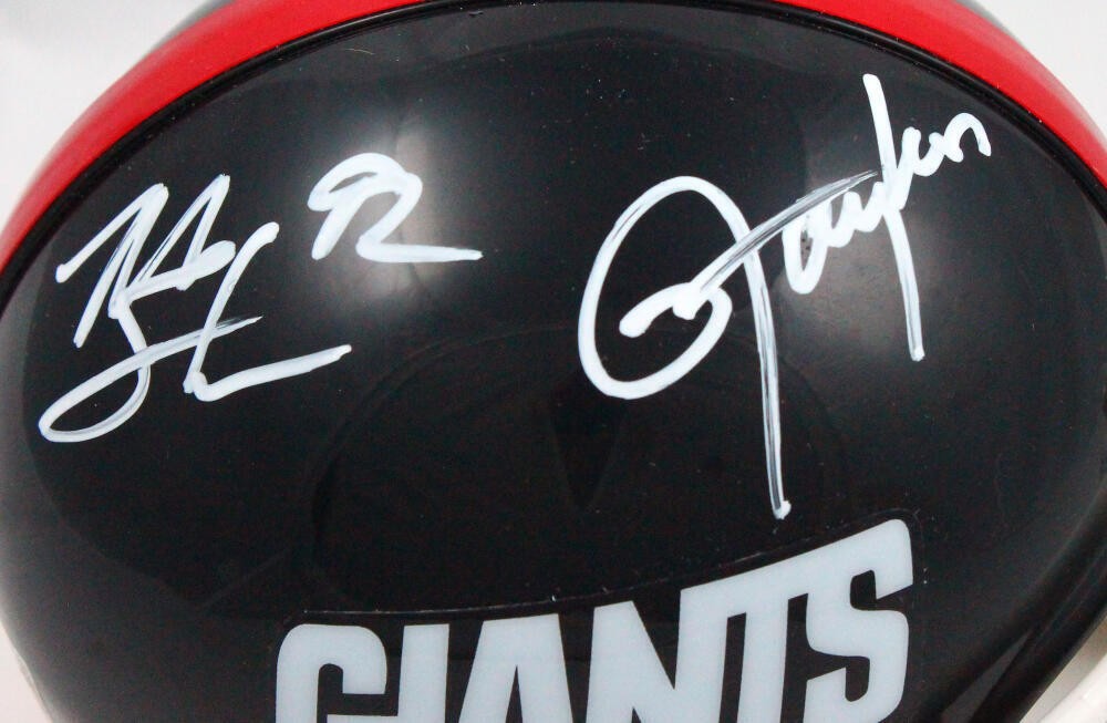 Michael Strahan & Lawrence Taylor Signed NY Giants Throwback Mini Helmet