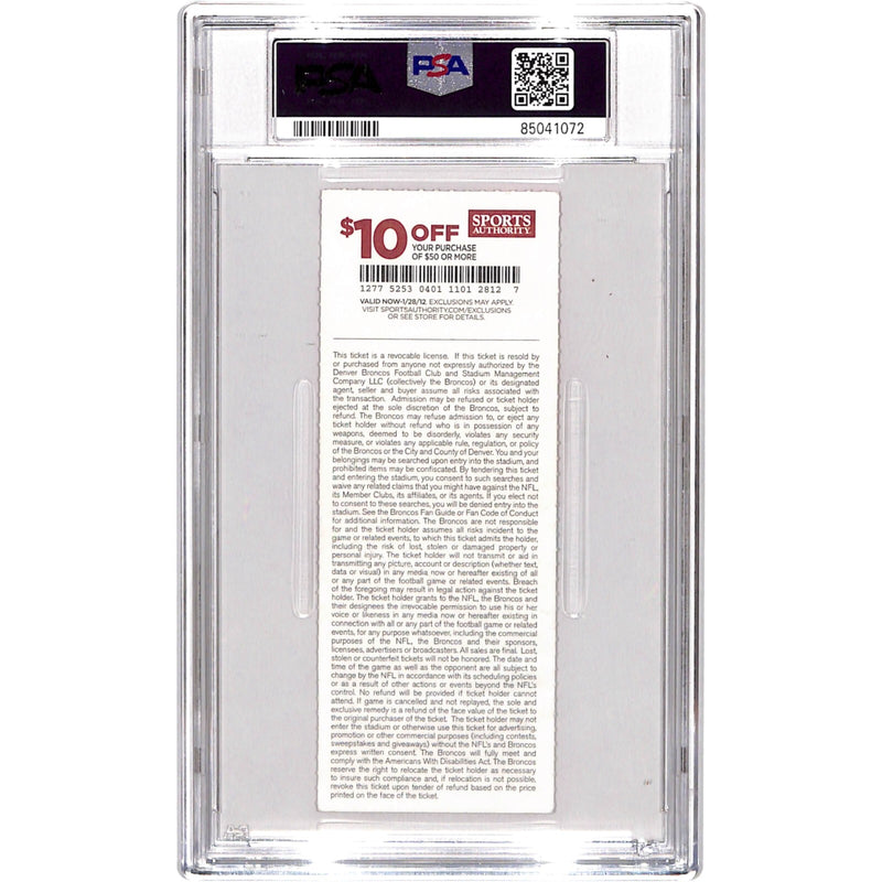 Von Miller Signed Denver Broncos NFL Debut Ticket Stub PSA