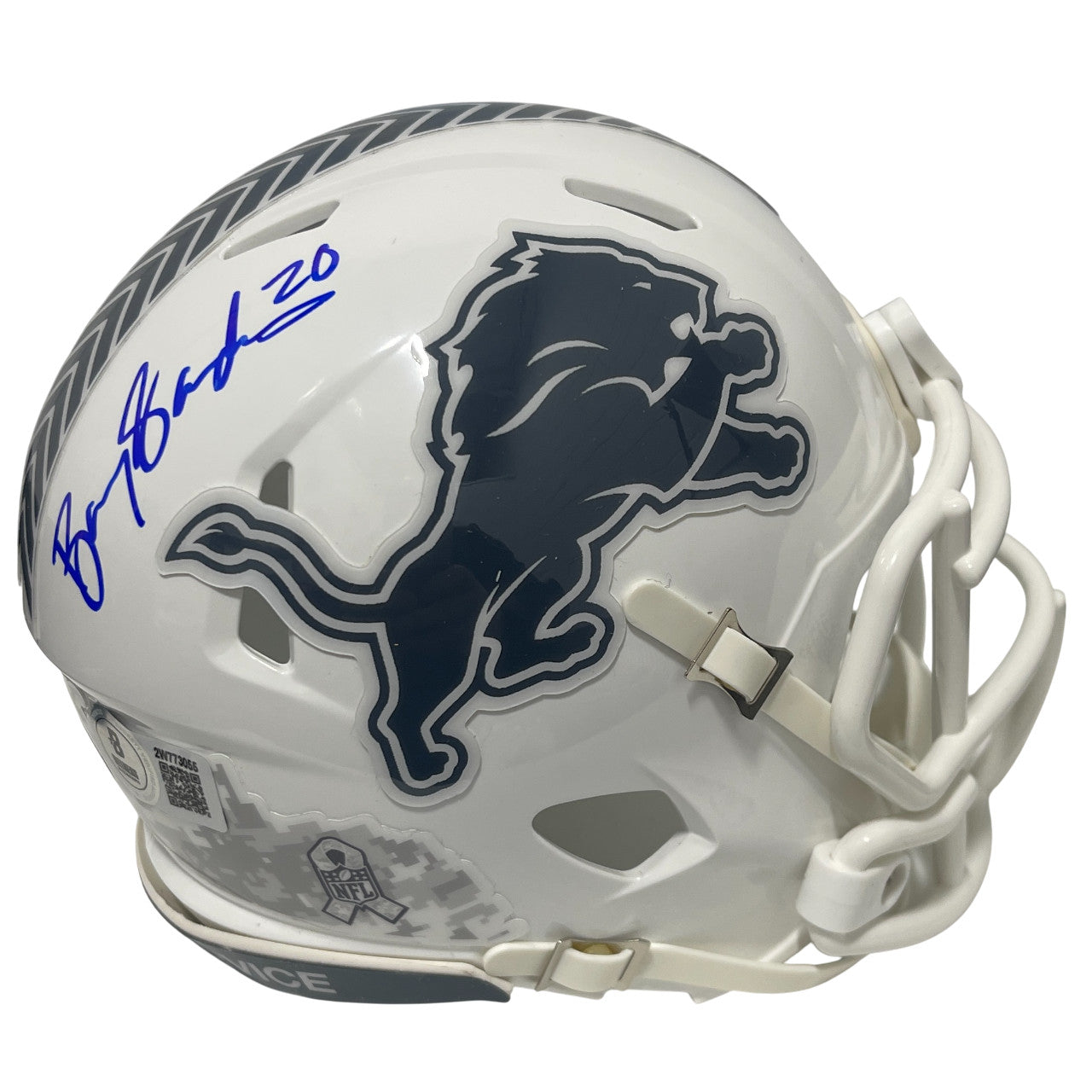 Barry Sanders Detroit Lions Signed Salute Mini Helmet (BAS Witnessed)
