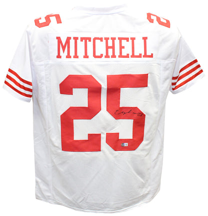 Elijah Mitchell Autographed White Custom Football Jersey