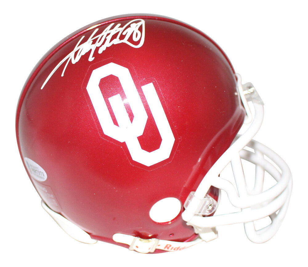 Adrian Peterson Oklahoma Sooners Autographed Riddell Mini Helmet BAS