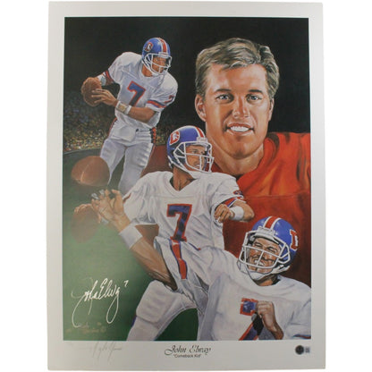 John Elway Autographed Denver Broncos 18x24 Photo by Angelo Marino