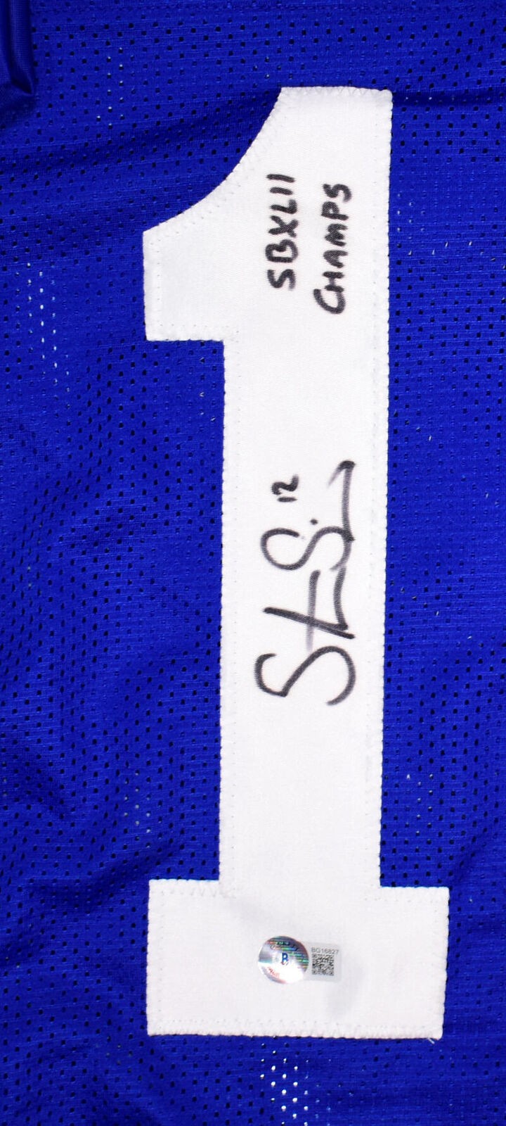 Steve Smith Signed New York Giants Blue Custom Jersey - SB Champs