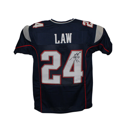 Ty Law Signed New England Patriots Style Jersey HOF Inscribed BAS