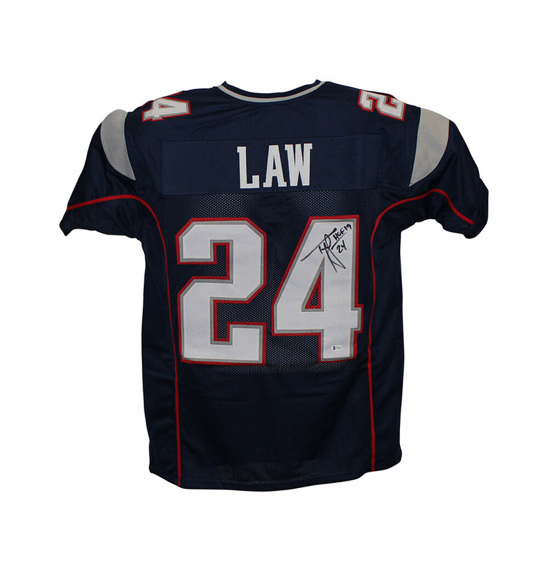 Ty Law Signed New England Patriots Style Jersey HOF Inscribed BAS
