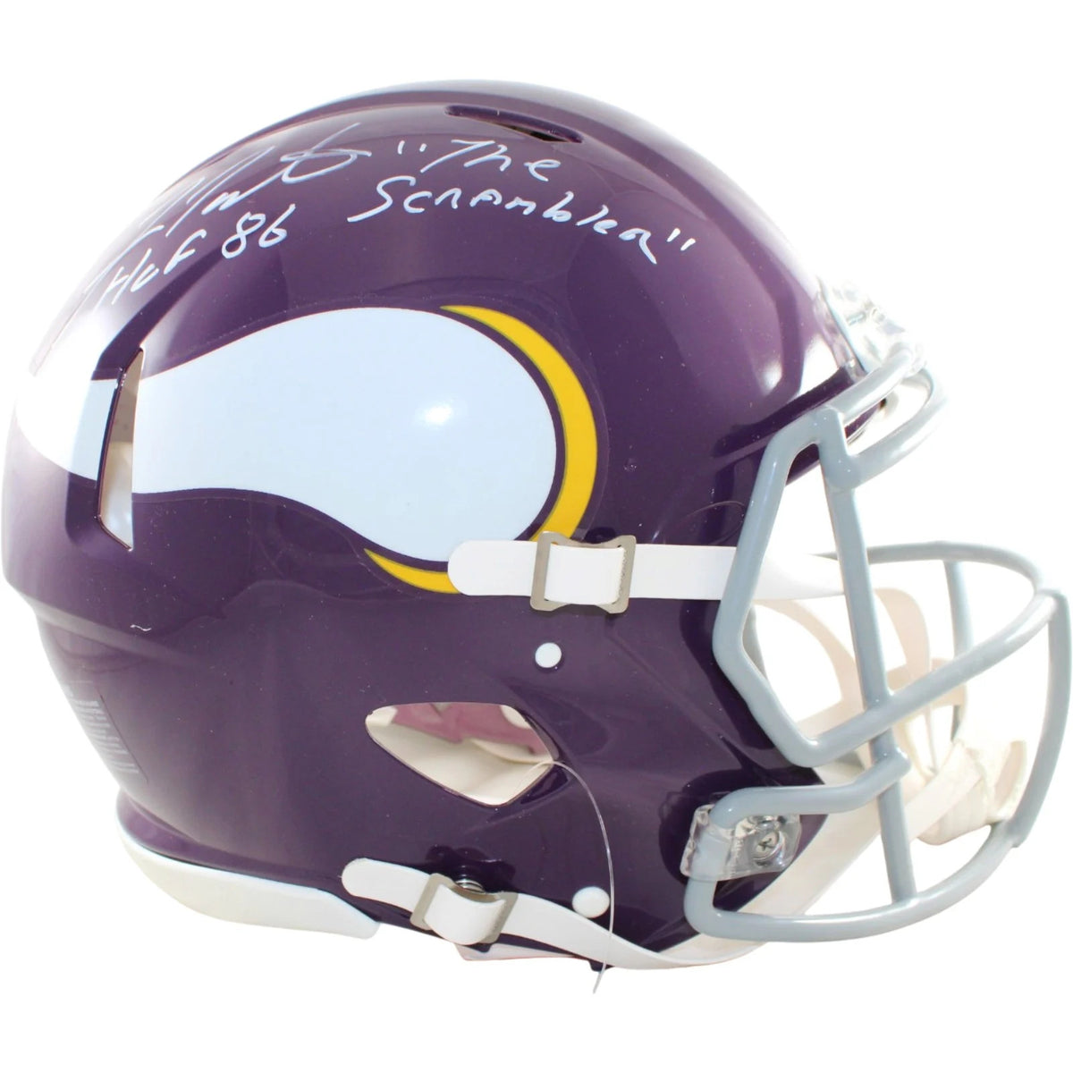 Fran Tarkenton Signed Minnesota Vikings Throwback Full Size Helmet