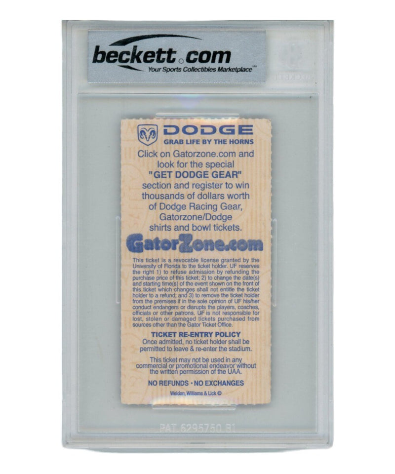 Emmitt Smith Dallas Cowboys Autographed 9/28/2002 Slabbed Ticket Stub Beckett
