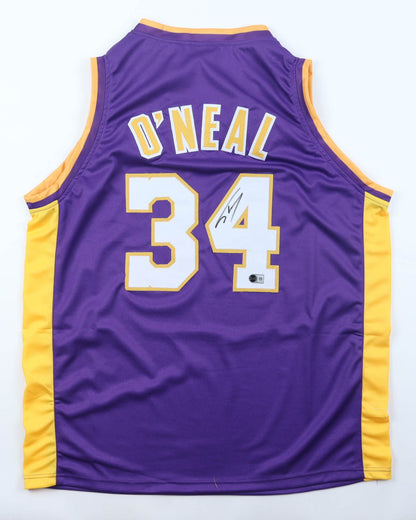 Shaquille O'Neal Signed Los Angeles Lakers Gold Custom Jersey