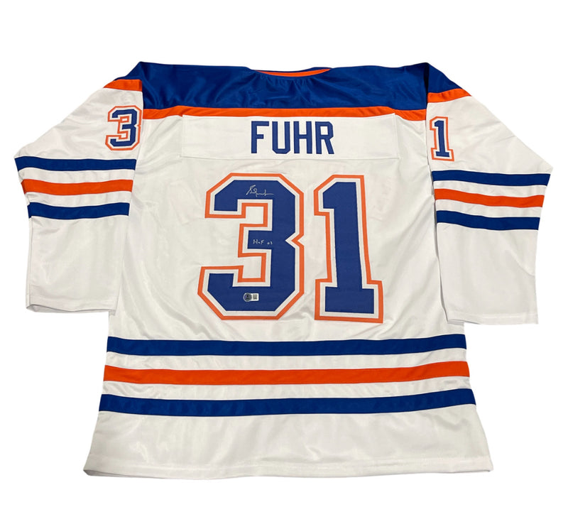 Grant Fuhr Signed Edmonton Oilers Custom Jersey (HOF 03)
