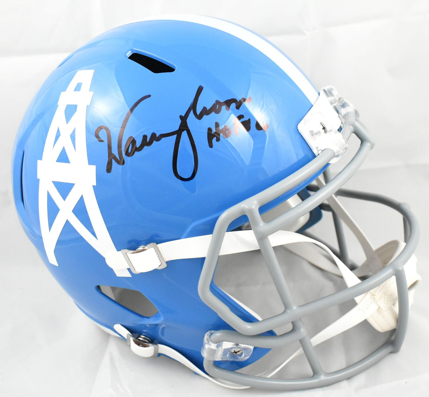 Warren Moon Autographed Houston Oilers Full Size Speed Helmet HOF Inscription