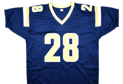 Marshall Faulk Signed St. Louis Rams Custom Blue Jersey