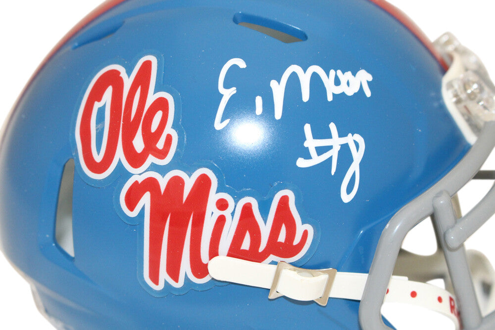 Elijah Moore Autographed Ole Miss Rebels Speed Mini Helmet (Beckett)