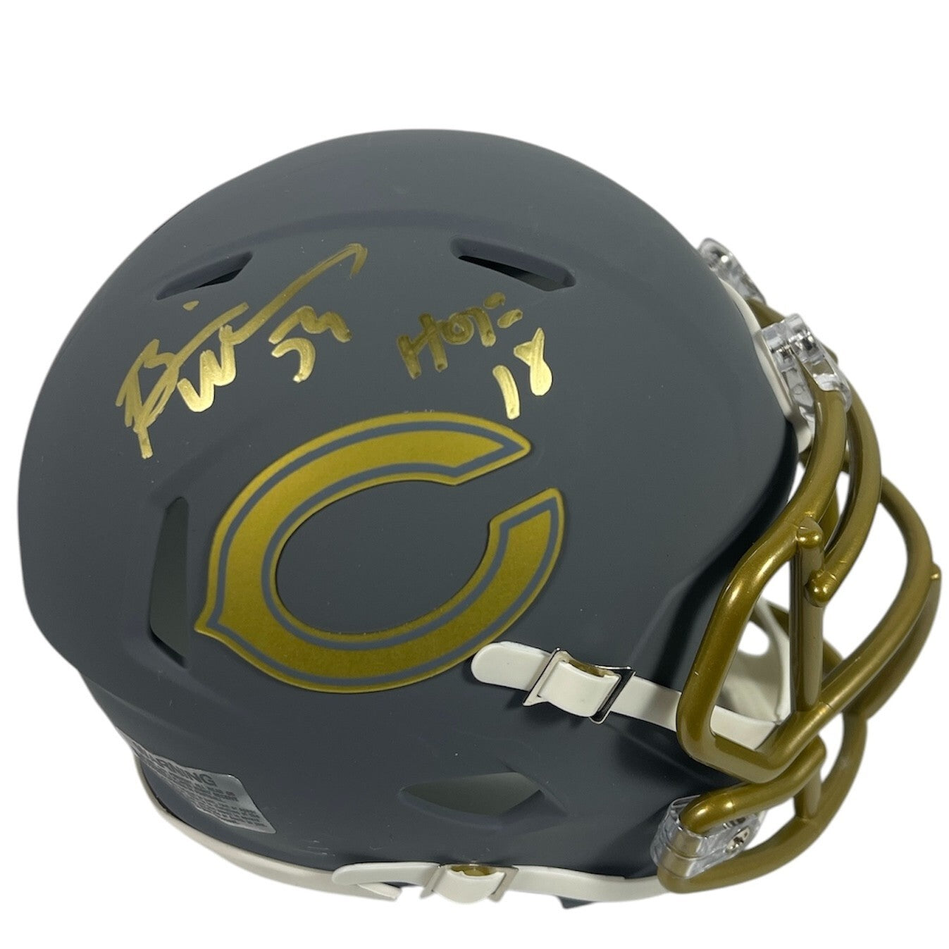 Brian Urlacher Chicago Bears Signed Slate Mini Helmet (HOF 18)